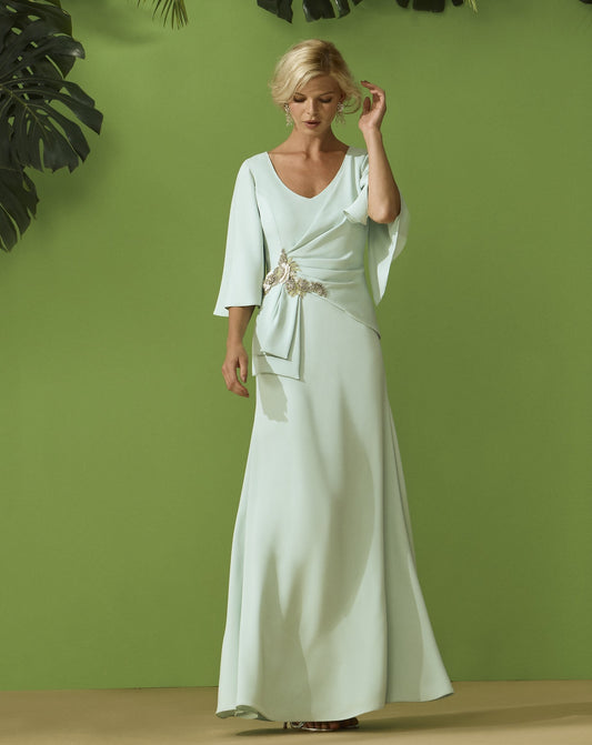 Vestido Turquesa com Aplicação Prata
