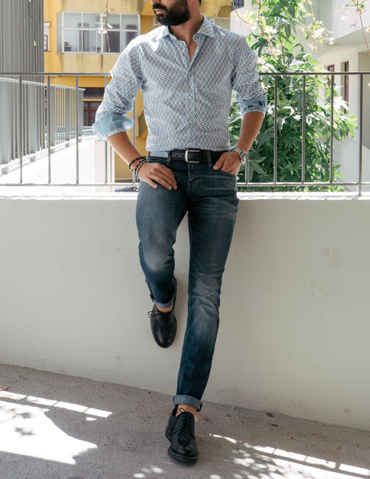 Camisa Azul Losangos