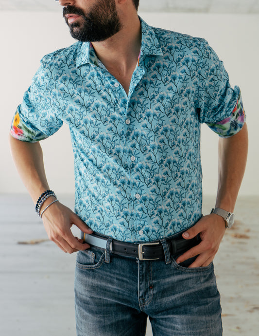 Camisa Azul Magnolias