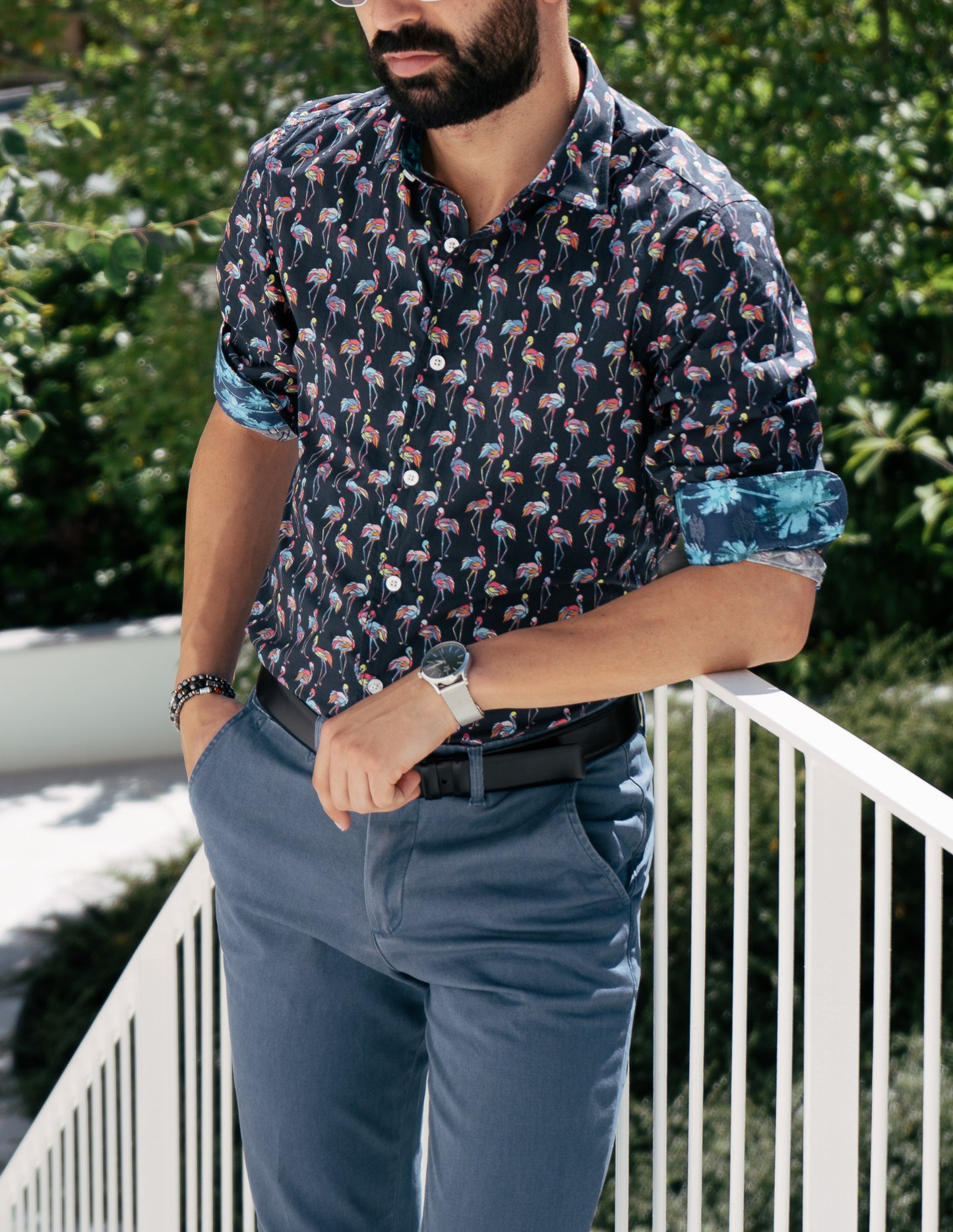Camisa Azul Flamingos