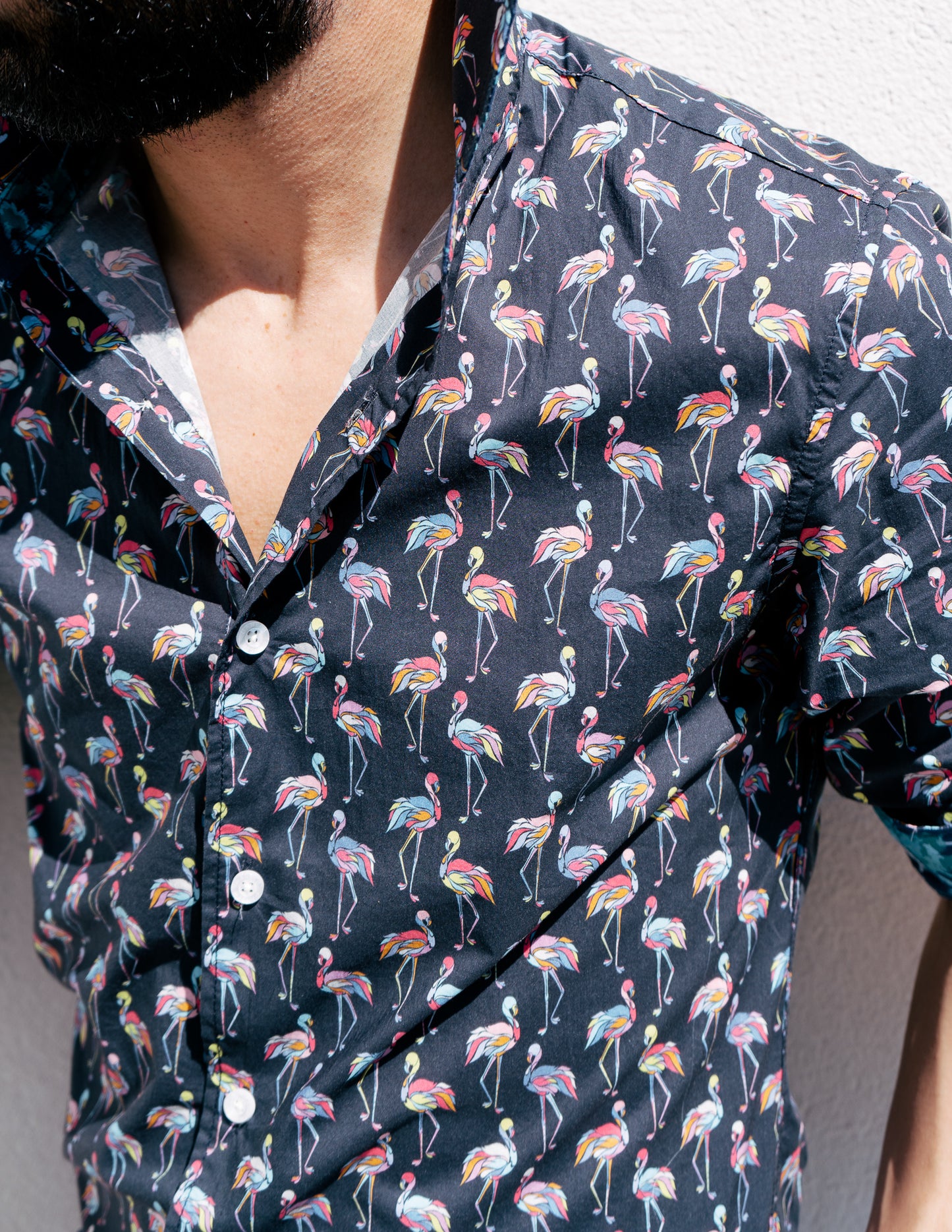 Camisa Azul Flamingos