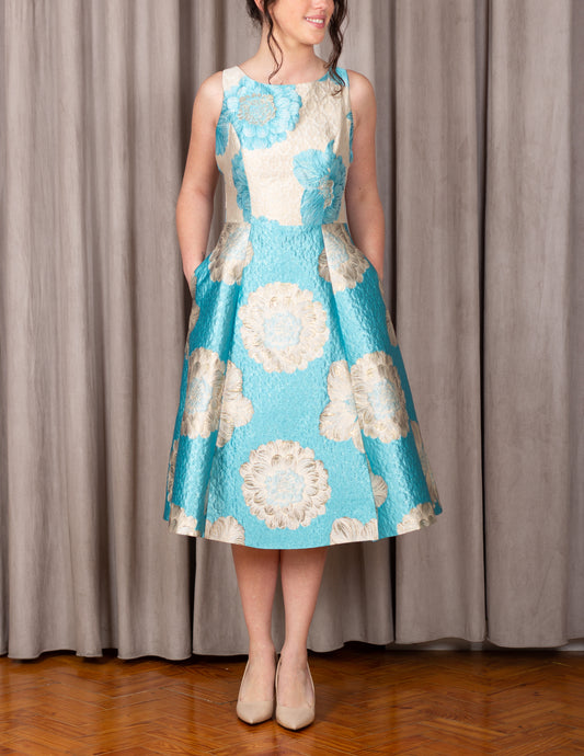 Vestido Azul Turquesa Estampado