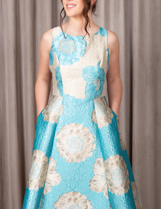 Vestido Azul Turquesa Estampado
