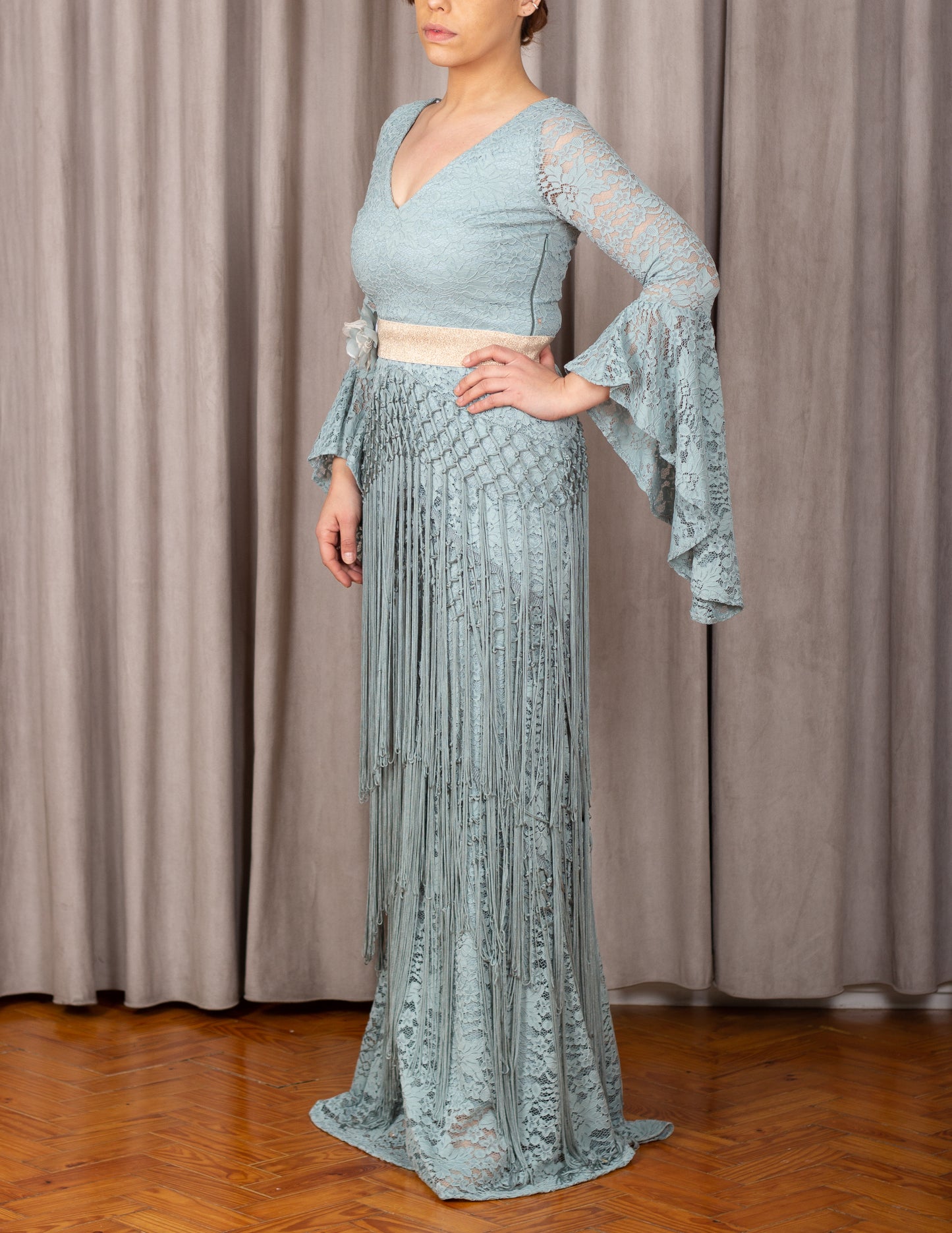 Vestido Chique Verde Renda