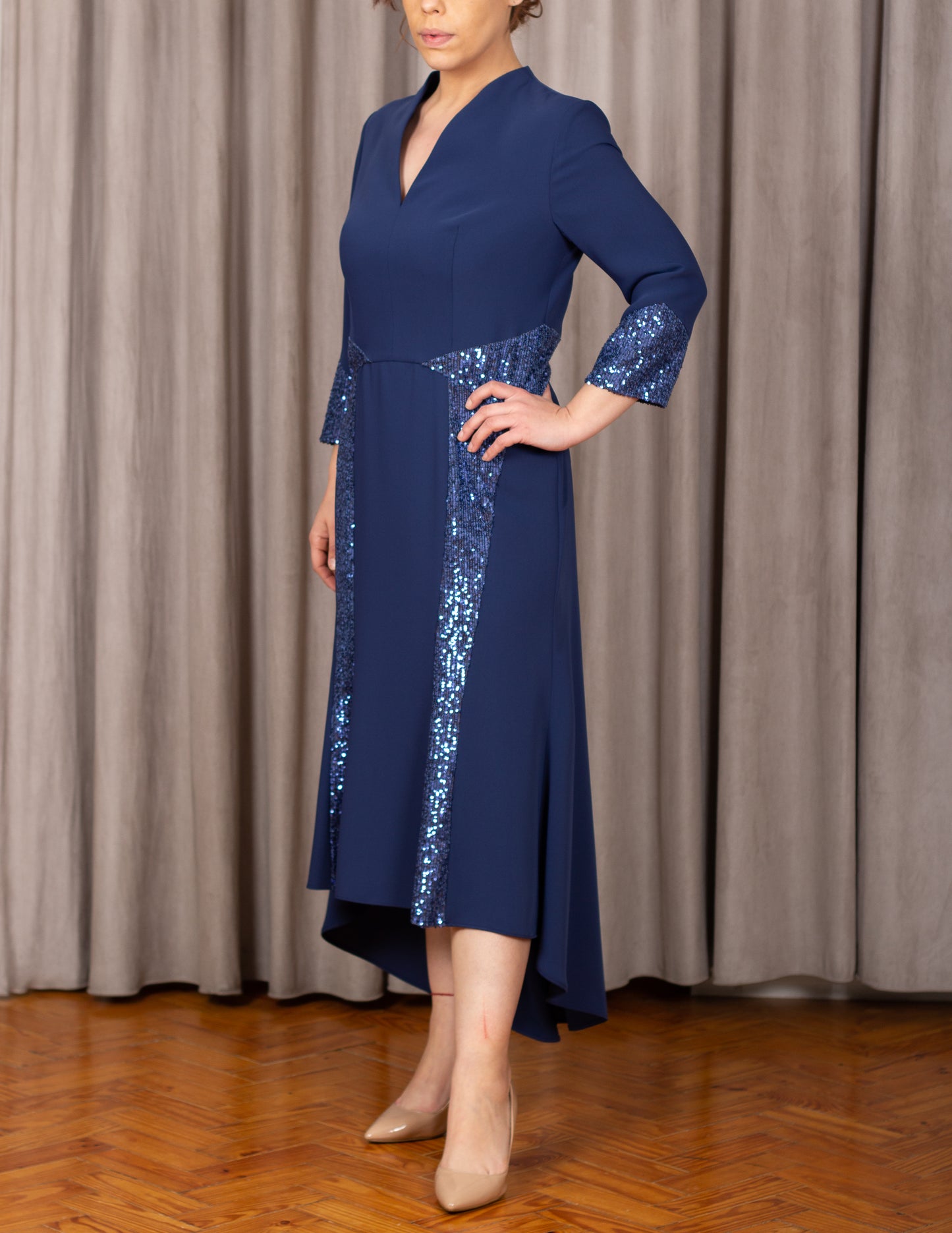 Vestido Marinho c/ Prata Mãe