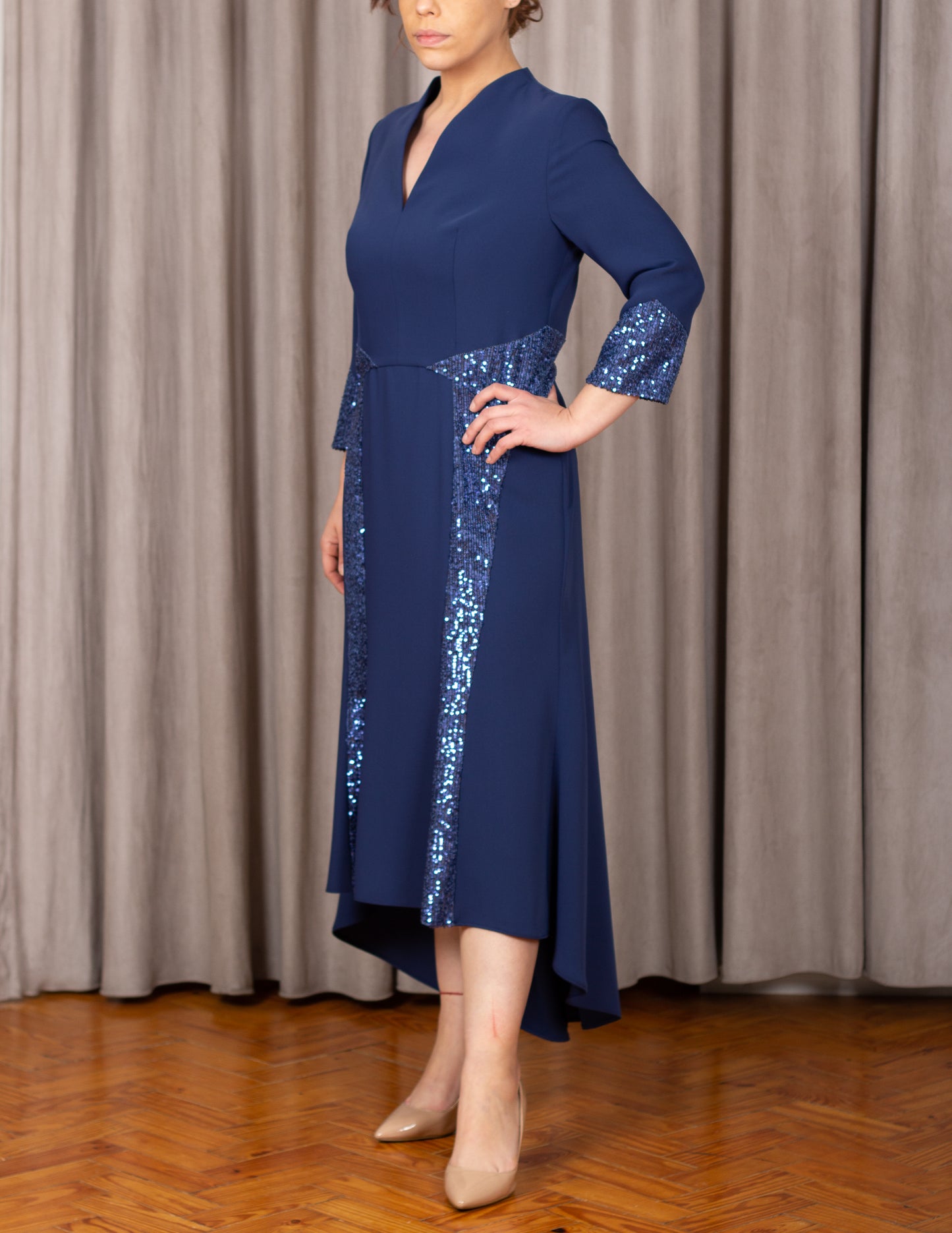 Vestido Marinho c/ Prata Mãe