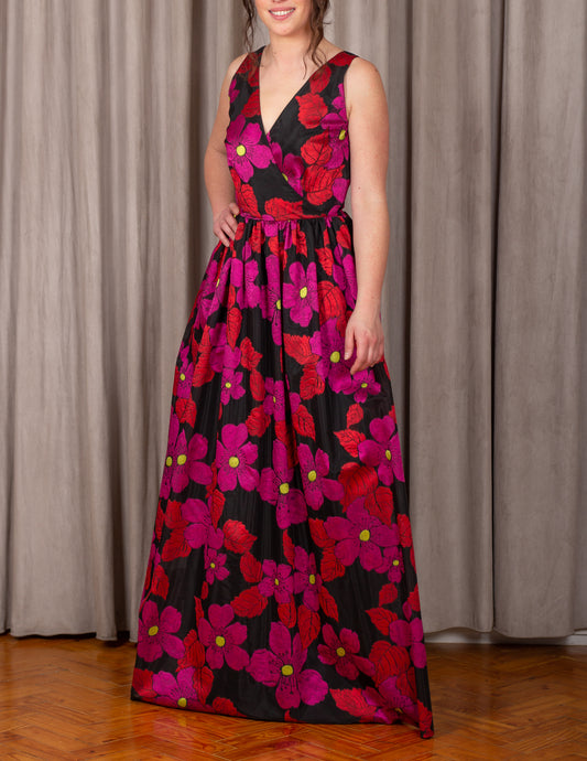 Vestido Vermelho c/ Rosa Flores