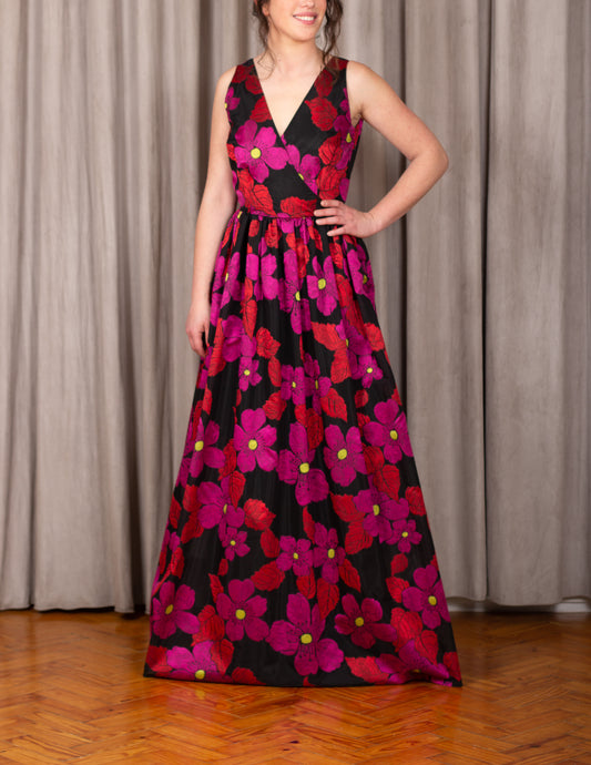 Vestido Vermelho c/ Rosa Flores