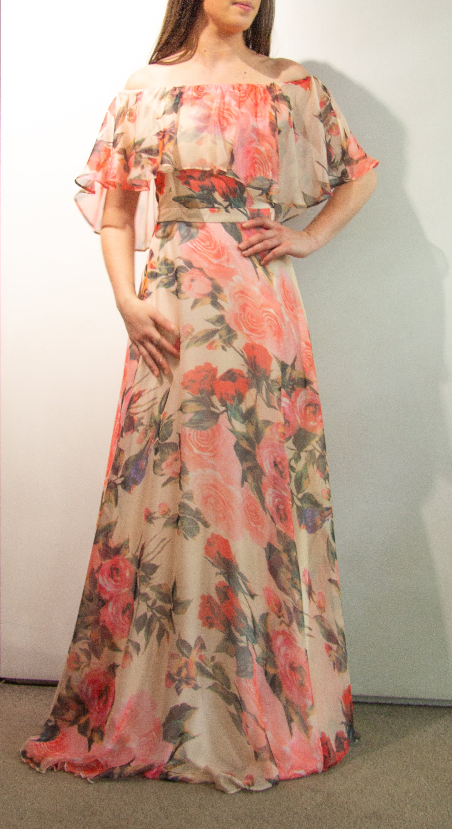 Vestido Floral com Folho