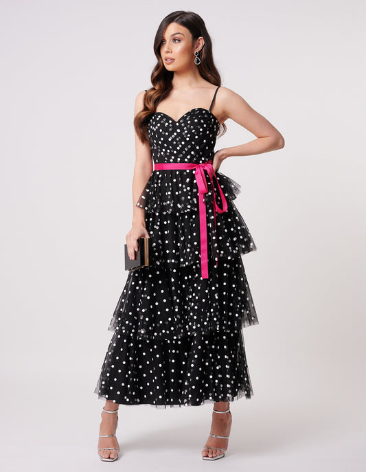 Vestido Comprido Preto e Branco