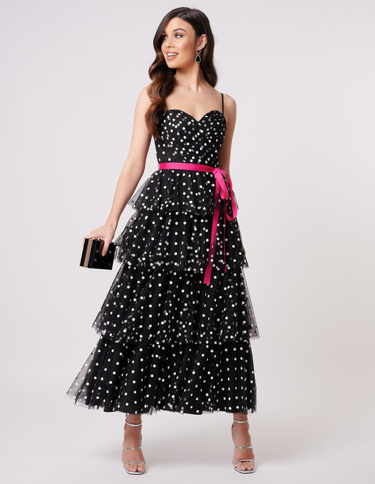 Vestido Comprido Preto e Branco